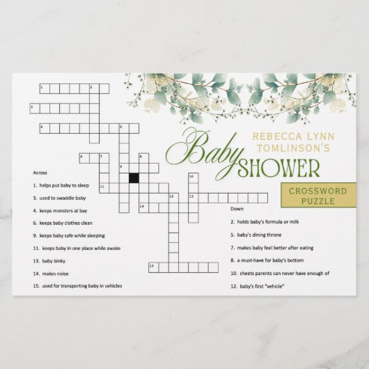 Elegantes Eucalyptus Gender Neutral Baby Shower Ga Briefpapier (Vorderseite)