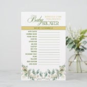 Elegantes Eucalyptus Gender Neutral Baby Shower Ga Briefpapier (Stehend Vorderseite)