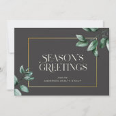 Elegantes Eucalyptus Gold Frame Business-Logo Feiertagskarte (Vorderseite)