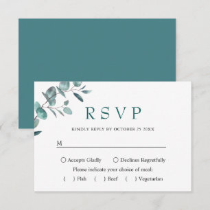 ELEGANTES EUCALYPTUS-HOCHZEITSMENÜ RSVP KARTE