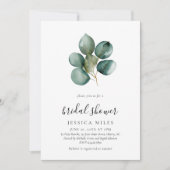 Elegantes Eucalyptus Script-Brautparty Einladung (Vorderseite)