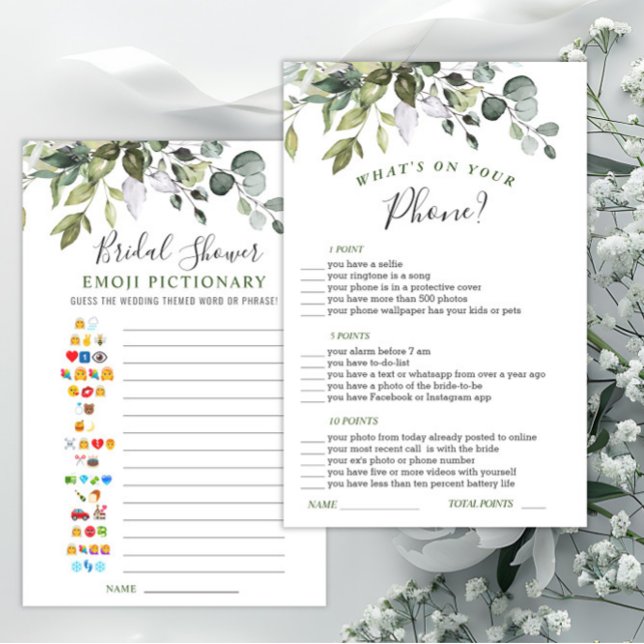 Elegantes Eucalyptus Watercolor Brautparty Game (Von Creator hochgeladen)