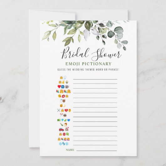 Elegantes Eucalyptus Watercolor Brautparty Game Einladung (Vorderseite)