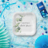 Elegantes Eucalyptus Watercolor-Brautparty Pappteller (Party)