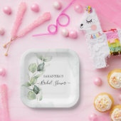 Elegantes Eucalyptus Watercolor-Brautparty Pappteller (Party)