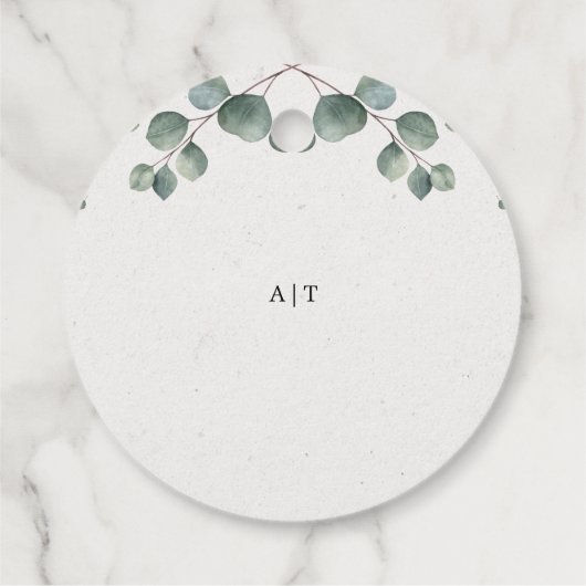 Elegantes Eucalyptus Watercolor Monogram Geschenkanhänger (Rückseite)