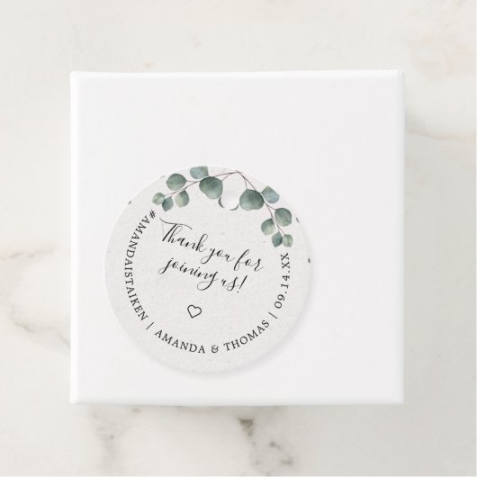 Elegantes Eucalyptus Watercolor Monogram Geschenkanhänger (Beispiel)