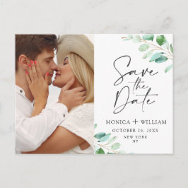 Elegantes Eucalyptus Wedding Foto Save the Date Postkarte