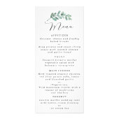 Elegantes Eucalyptus Wedding Menu Werbekarte (Vorne)
