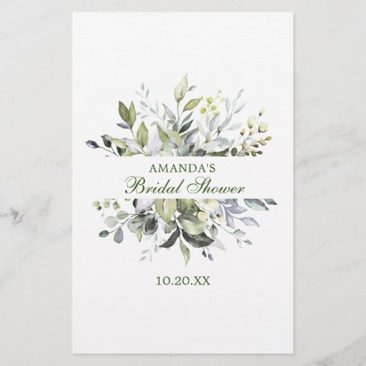 Elegantes Eucalyptus Word Search Brautparty Game (Rückseite)