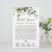 Elegantes Eucalyptus Word Search Brautparty Game (Stehend Vorderseite)