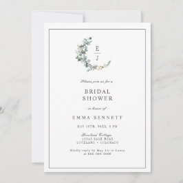 Elegantes Eucalyptus Wreath Monogramm-Brautparty Einladung