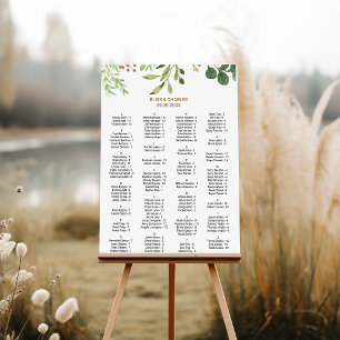 Elegantes Eukalyptus Alphabetisches Seating Chart Poster