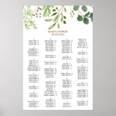 Elegantes Eukalyptus Alphabetisches Seating Chart Poster (Vorne)