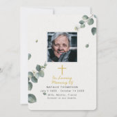 Elegantes Eukalyptus Beileid Beerdigung Foto Dankeskarte (Vorderseite)