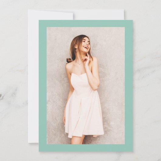 Elegantes Eukalyptus-Blatt-Foto-Skript, süß 16 Einladung (Rückseite)