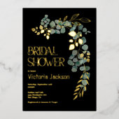 Elegantes Eukalyptus-Blätter-Brautparty Folieneinladung (Vorderseite)