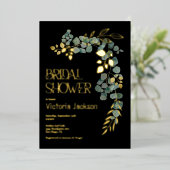 Elegantes Eukalyptus-Blätter-Brautparty Folieneinladung (Stehend vorne)