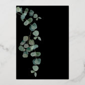 Elegantes Eukalyptus-Blätter-Brautparty Folieneinladung (Rückseite)