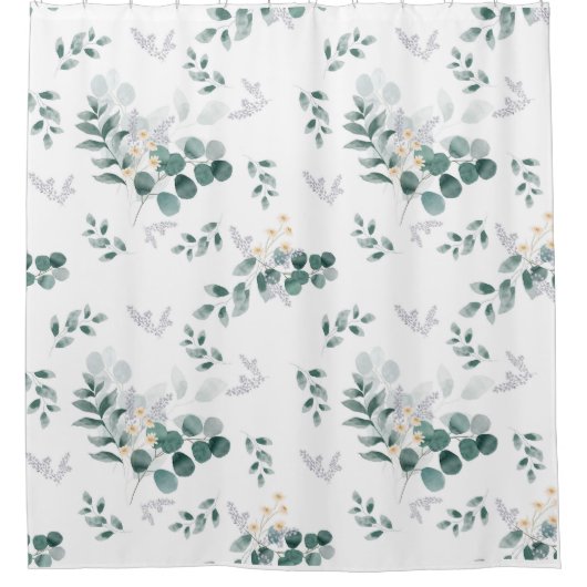 Elegantes Eukalyptus-Blätter Duschvorhang (Vorderseite)