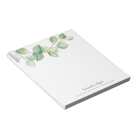 Elegantes Eukalyptus-Blätter Notizblock (angewinkelt)