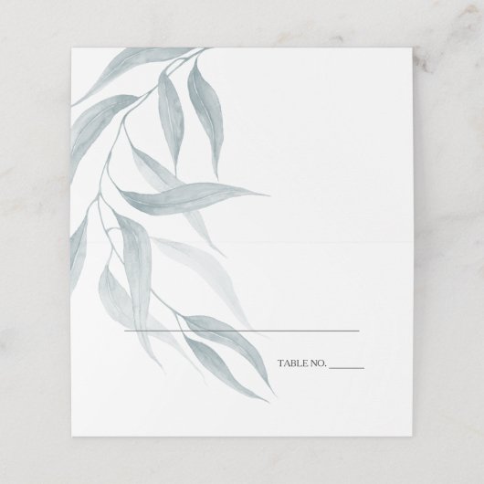 Elegantes Eukalyptus-Blätter Platzkarte (Außenseite Aufgefaltet)