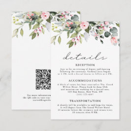 Elegantes Eukalyptus-Blumen-Grün QR-Code-Hochzeit Begleitkarte
