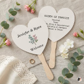 Elegantes Eukalyptus-Blumenherz-Hochzeitsprogramm Fächer
