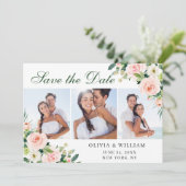 Elegantes Eukalyptus Blush Pink Blume Hochzeitsfes Save The Date (Stehend Vorderseite)
