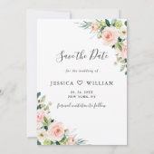 Elegantes Eukalyptus Blush Pink Blume Hochzeitsfes Save The Date (Rückseite)