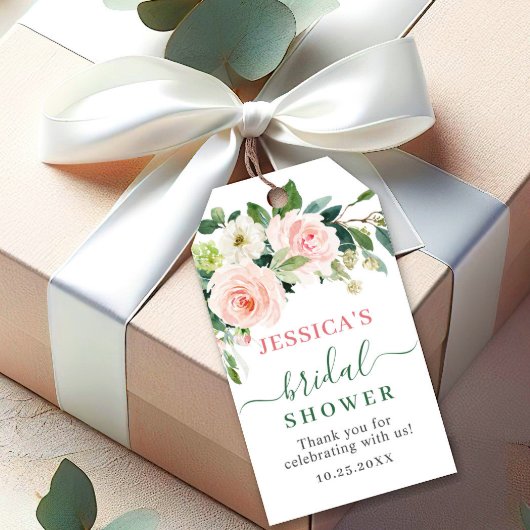 Elegantes Eukalyptus Blush Pink Brautparty Geschenkanhänger