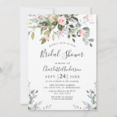 Elegantes Eukalyptus Blush Rose BRAUTPARTY Einladung (Vorderseite)