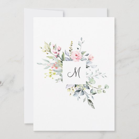 Elegantes Eukalyptus Blush Rose BRAUTPARTY Einladung (Rückseite)