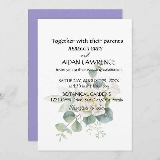 Elegantes eukalyptus botanisches Foto Einladung (Vorne/Hinten)