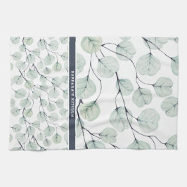 Elegantes Eukalyptus Botanisches Monogramm Geschirrtuch