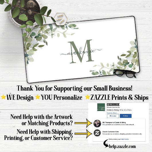 Elegantes Eukalyptus Botanisches Monogramm Schreibtischunterlage