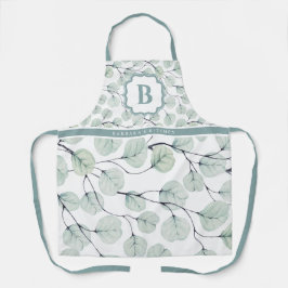 Elegantes Eukalyptus Botanisches Monogramm Schürze