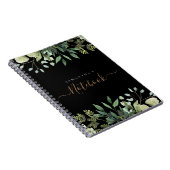 Elegantes Eukalyptus Botanisches Schwarzes Gold-Sc Notizblock (Rechte Seite)