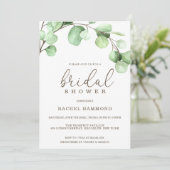 Elegantes Eukalyptus-Brautparty Einladung (Stehend Vorderseite)