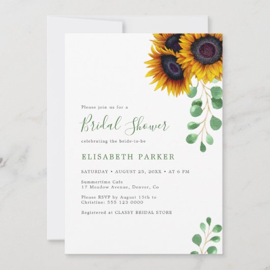 Elegantes Eukalyptus-Brautparty Einladung (Vorderseite)