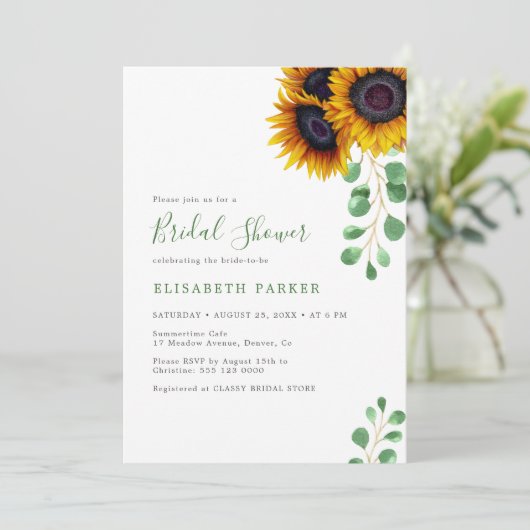 Elegantes Eukalyptus-Brautparty Einladung (Stehend Vorderseite)