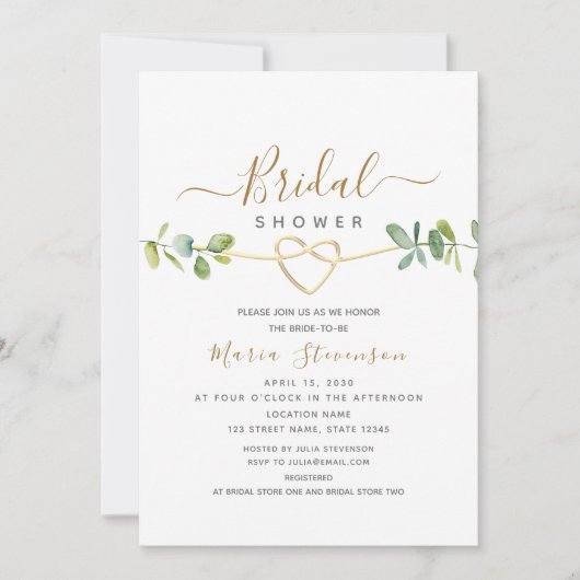 Elegantes Eukalyptus-Brautparty Einladung (Vorderseite)