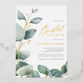 Elegantes Eukalyptus-Brautparty Folieneinladung (Vorderseite)