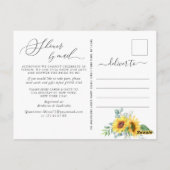 Elegantes Eukalyptus-Brautparty für Sonnenblumen Postkarte (Rückseite)