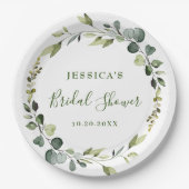 Elegantes Eukalyptus-Brautparty Pappteller (Vorderseite)