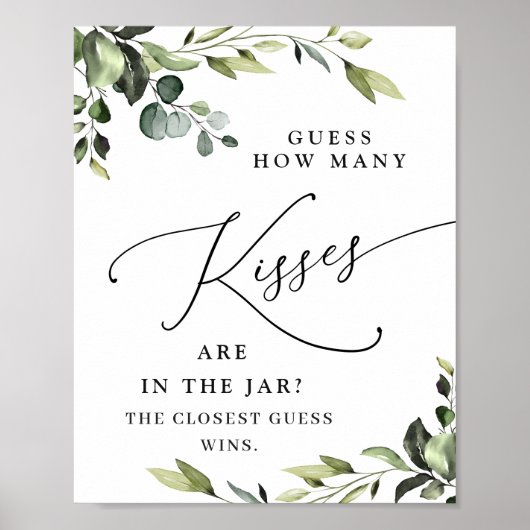 Elegantes Eukalyptus-Brautparty Poster (Vorne)