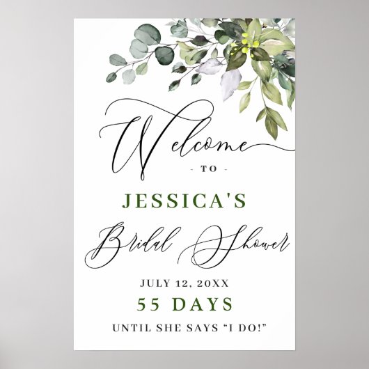 Elegantes Eukalyptus-Brautparty-Poster Poster (Vorne)