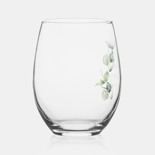Elegantes Eukalyptus-Brautparty Weinglas Ohne Stiel (Rechts)