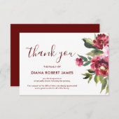 Elegantes Eukalyptus Burgundy Typografy Beileid Dankeskarte (Vorne/Hinten)