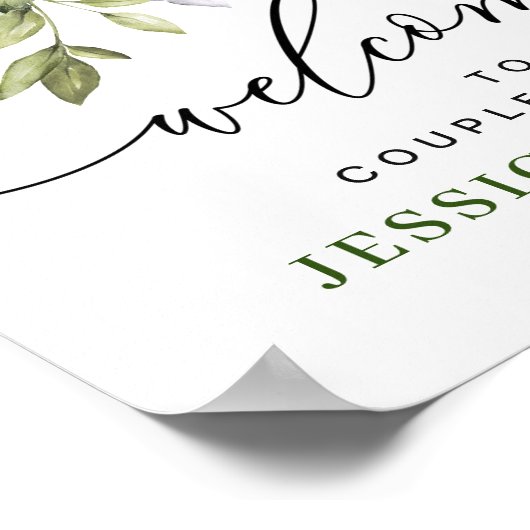 Elegantes Eukalyptus COUPLE SHOWER Begrüßungszeich Poster (Ecke)